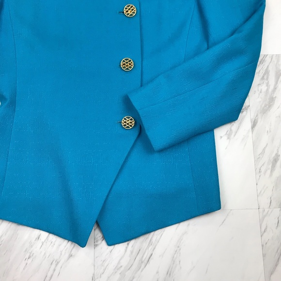 Vintage Kasper Asymmetrical Blazer Blue VTG 80s X - Picture 4 of 7